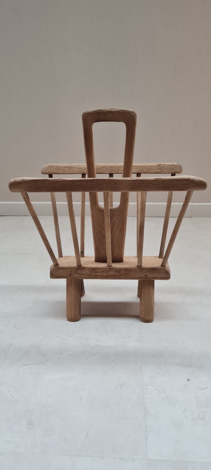 Brutalist art-popular magazine holder in solid wood
