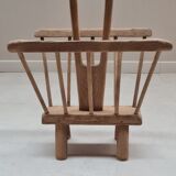 Brutalist art-popular magazine holder in solid wood