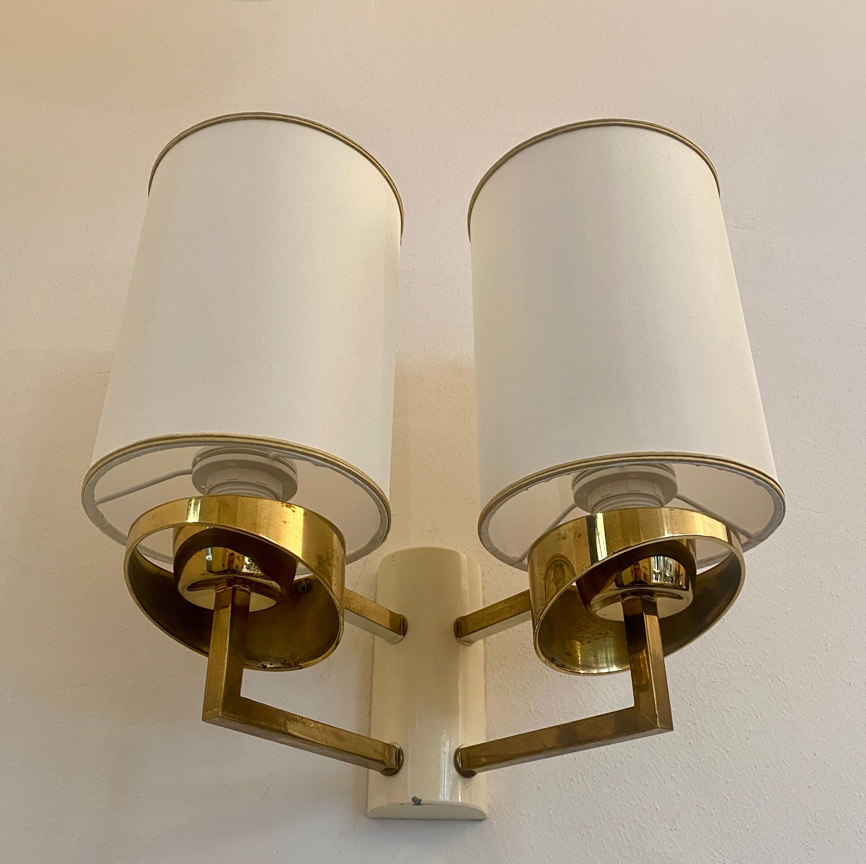 Double lighting wall lamp in brass year 1960