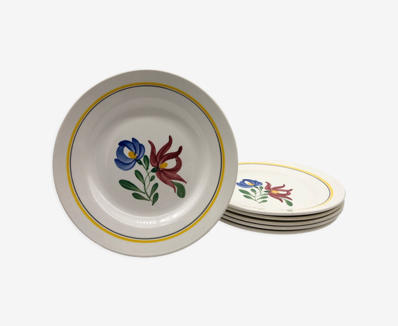 Lot de 6 assiettes plates « Digoin Sarreguemines » modèle « Diplomate »