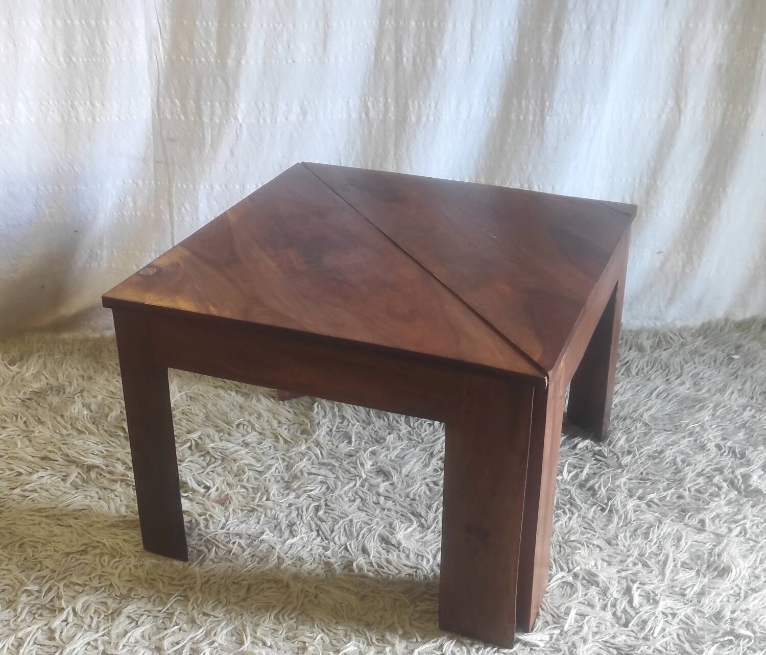 Triangular solid wood coffee table
