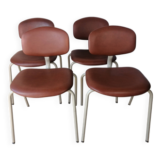 Lot de 4 chaises 420-44 Strafor-Steelcase Vintage