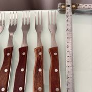 Set of 6 Vintage Sakana Japan Forks | Stainless Steel & Wood Handles