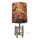 Large sculptural ceramic table lamp with textile batik lampshade, 1960s