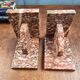 Antique pink marble bookends – Vintage Art Deco pair