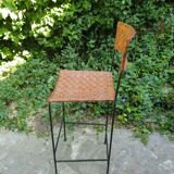 Paire de tabourets de bar en cuir vintage