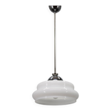 Italian mid-century glass pendant lamp chrome ceiling light 1960s