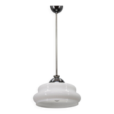 Suspension en verre italienne des années 60, lampe de plafond en chrome.
