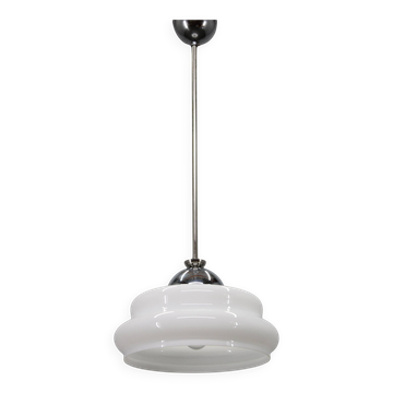 Italian mid-century glass pendant lamp chrome ceiling light 1960s