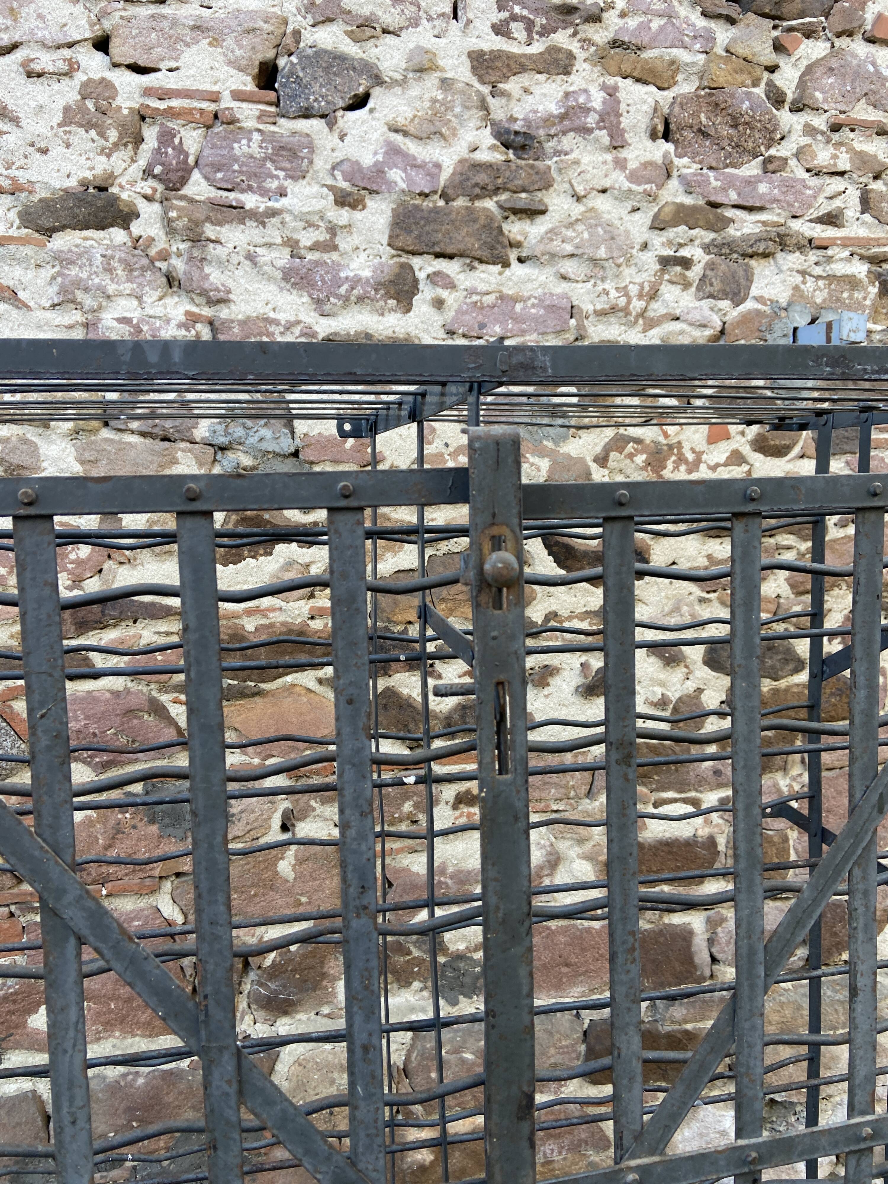 Wrought iron wine cellar 200 bottles French wine cellar Rigidex cellar shelf 1950