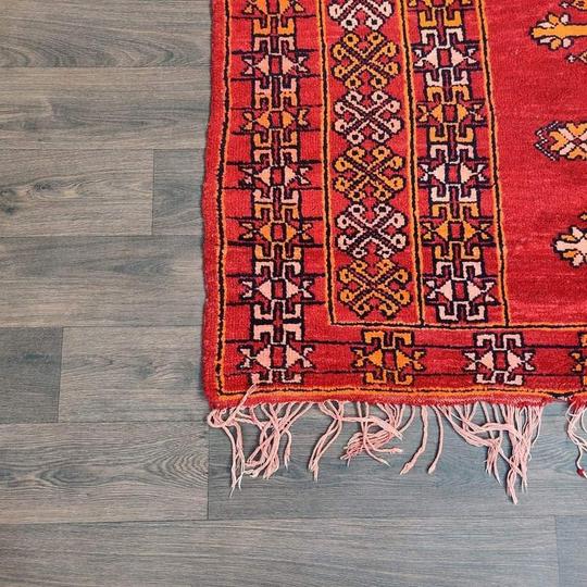 Tapis berbère rouge vintage 185x380 cm