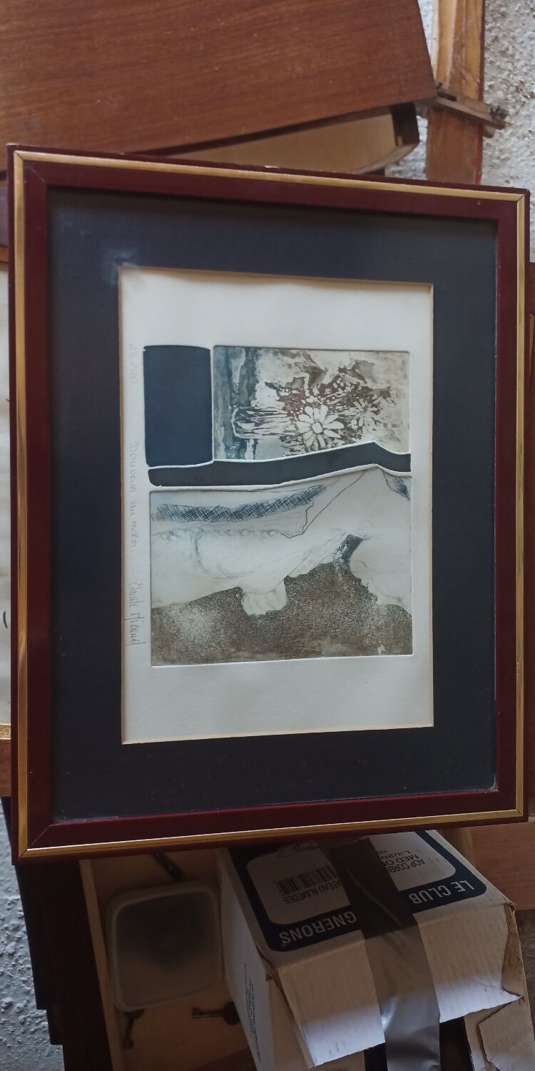 Lithograph Claude Michaud " sweetness of the morning "