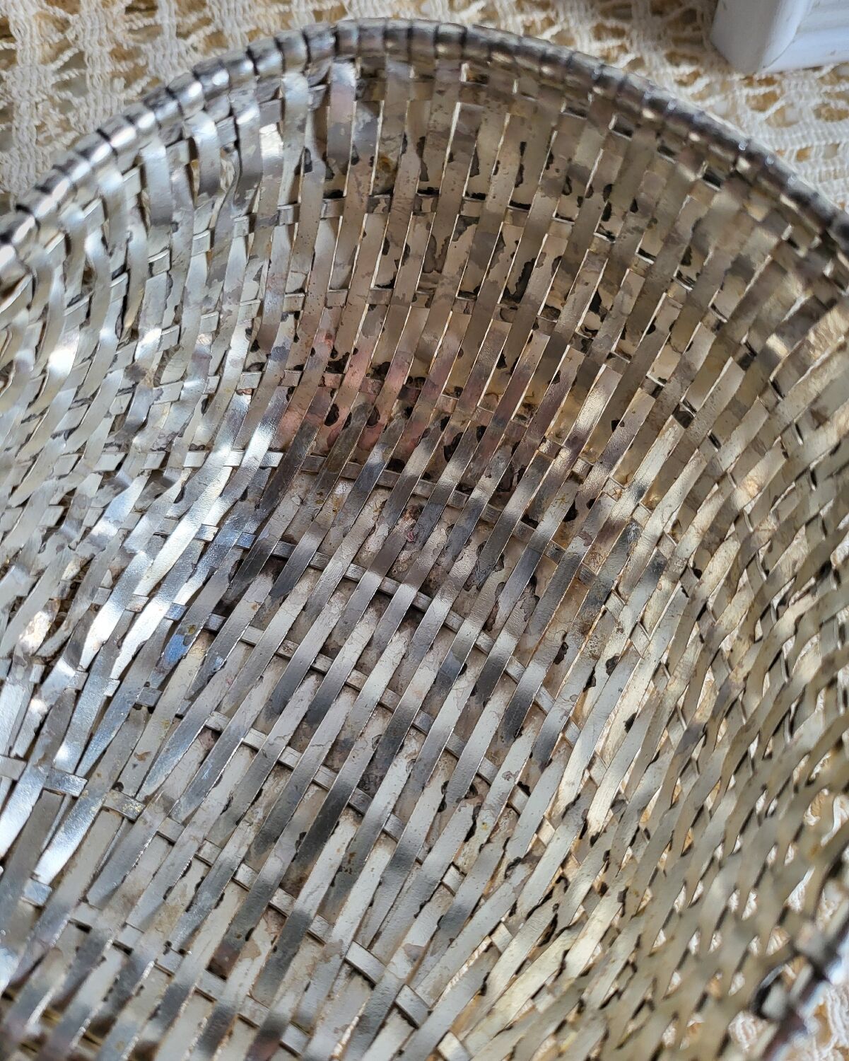 Woven silver-plated metal basket