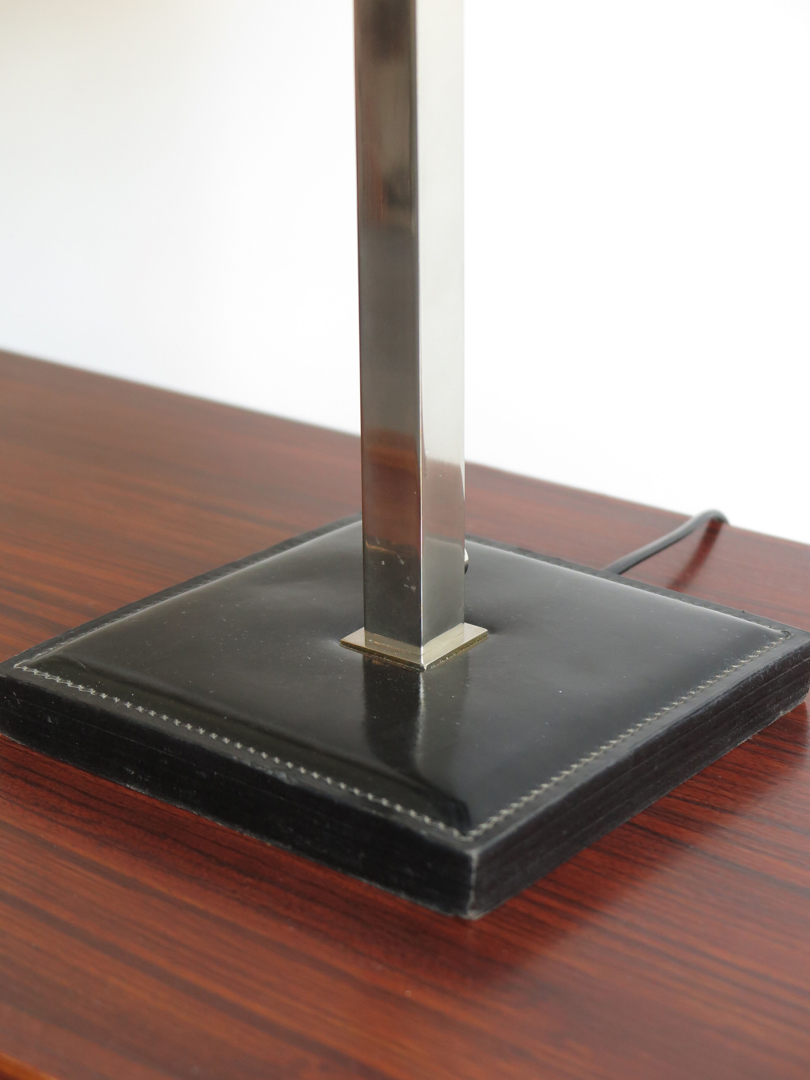 Delvaux leather table lampshade made in Belgium, 1950