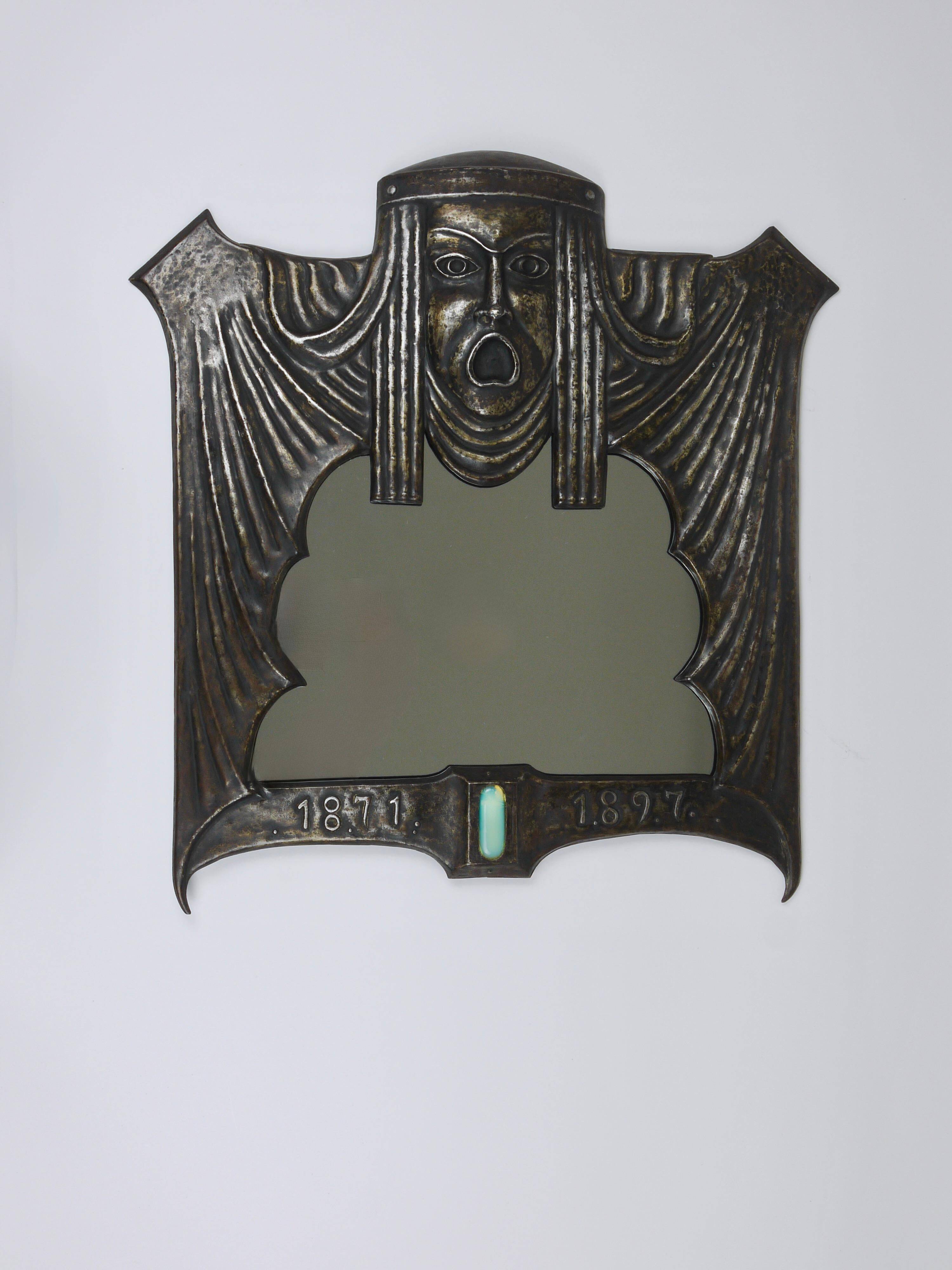 Theatre wall mirror "Tragedy" Vienna Secession Art Nouveau Gustav Klimt, attributed.