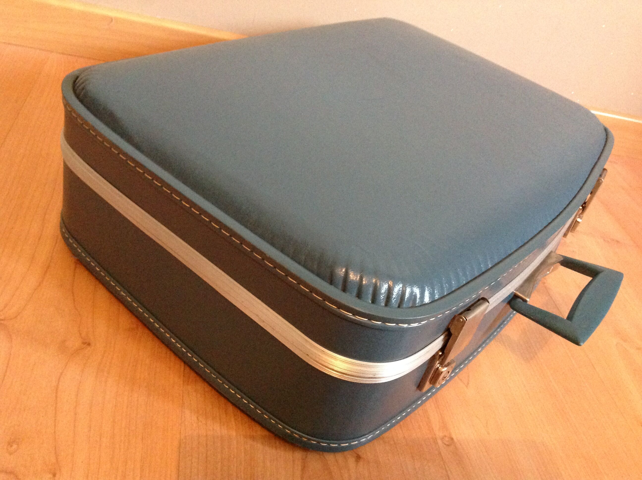 Blue vintage flight attendant suitcase, 60s - 70s