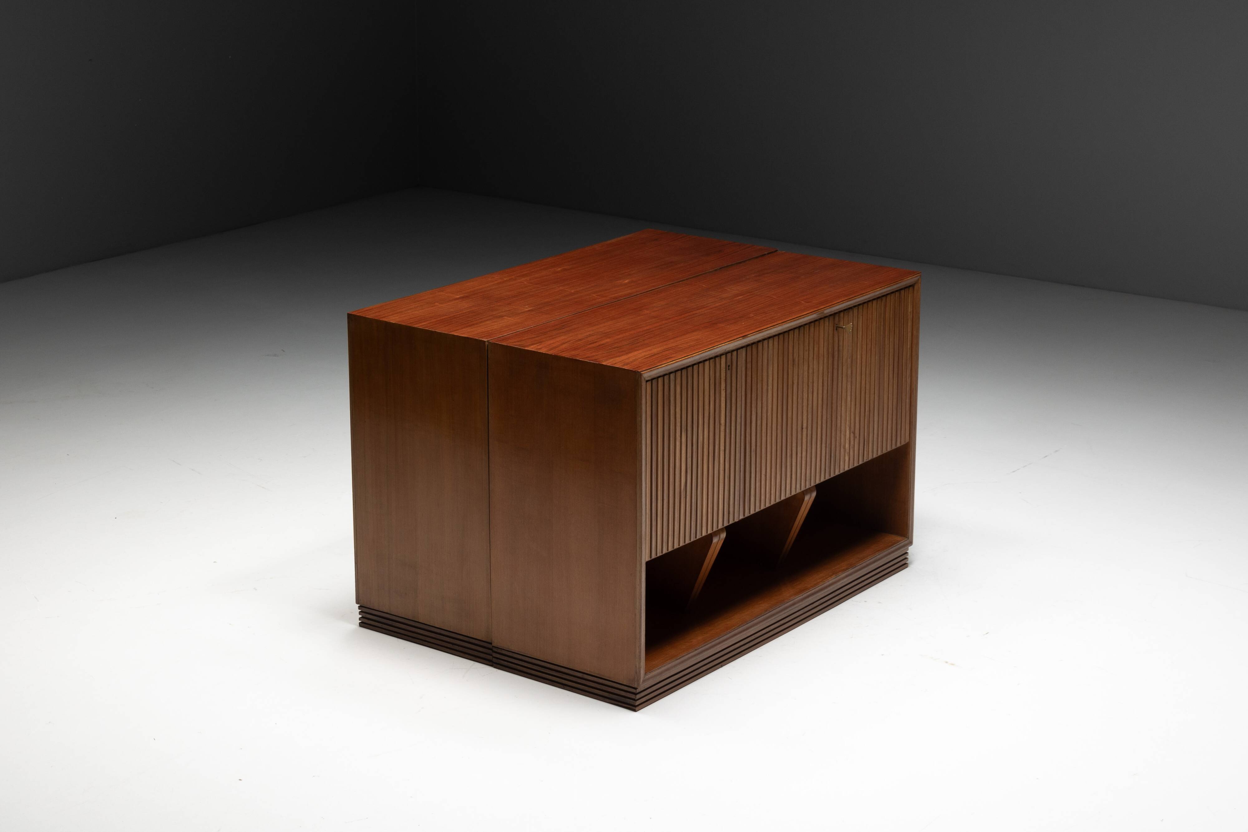 Modernist slatted credenza, Italy, 1960s