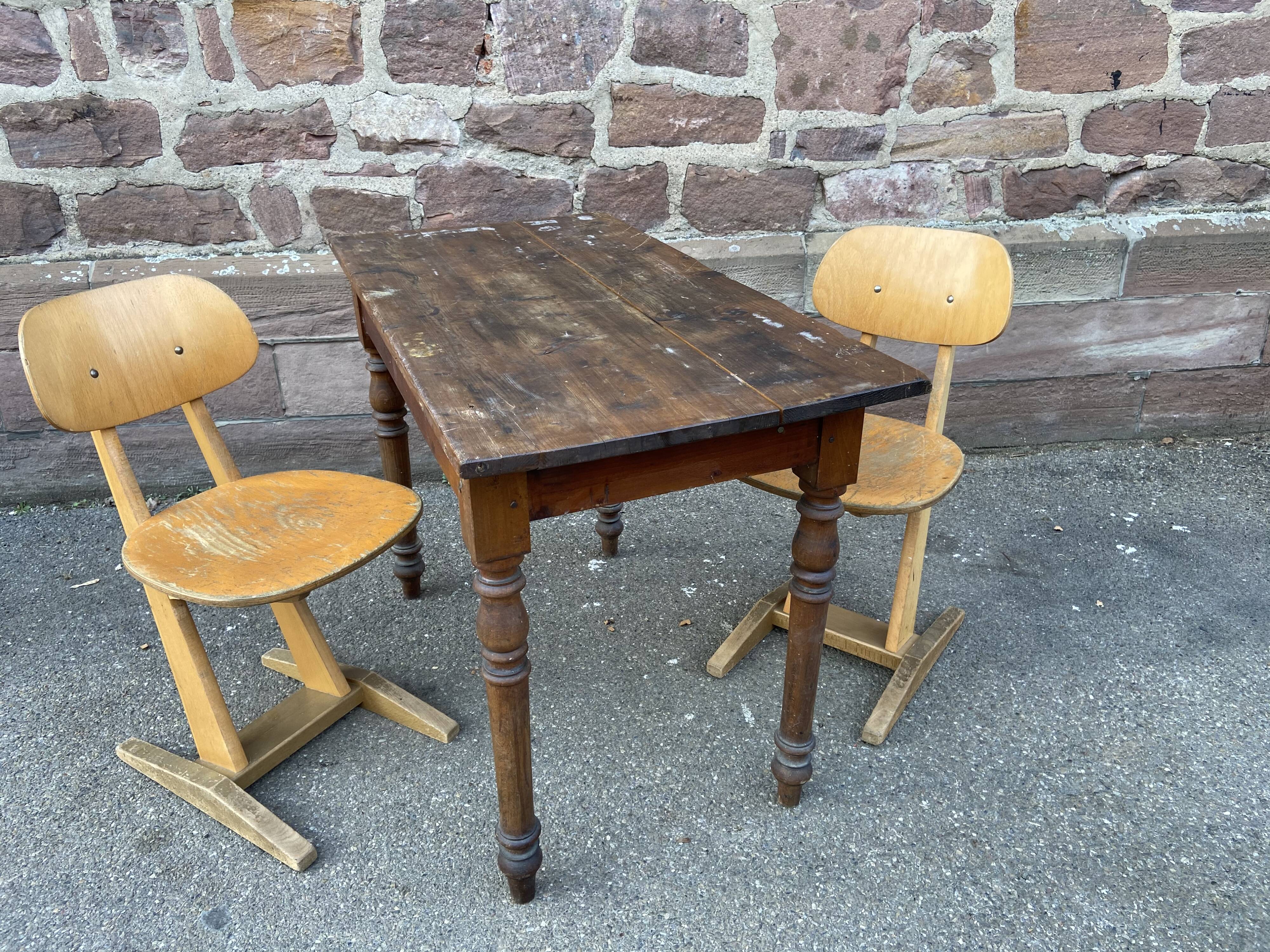 Pair of Casala vintage 1960 mid-century design adult school chairs