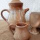Vintage stoneware 8 mazagrans teapot and milk jug set