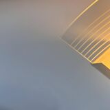 Pair of vintage wall lights, white lacquered metal and sandblasted glass, France 1970