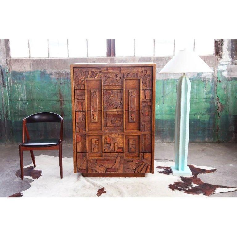 Brutalist 5-drawer Highboy chest of drawers