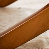 Fauteuil en hêtre avec revêtement en cuir