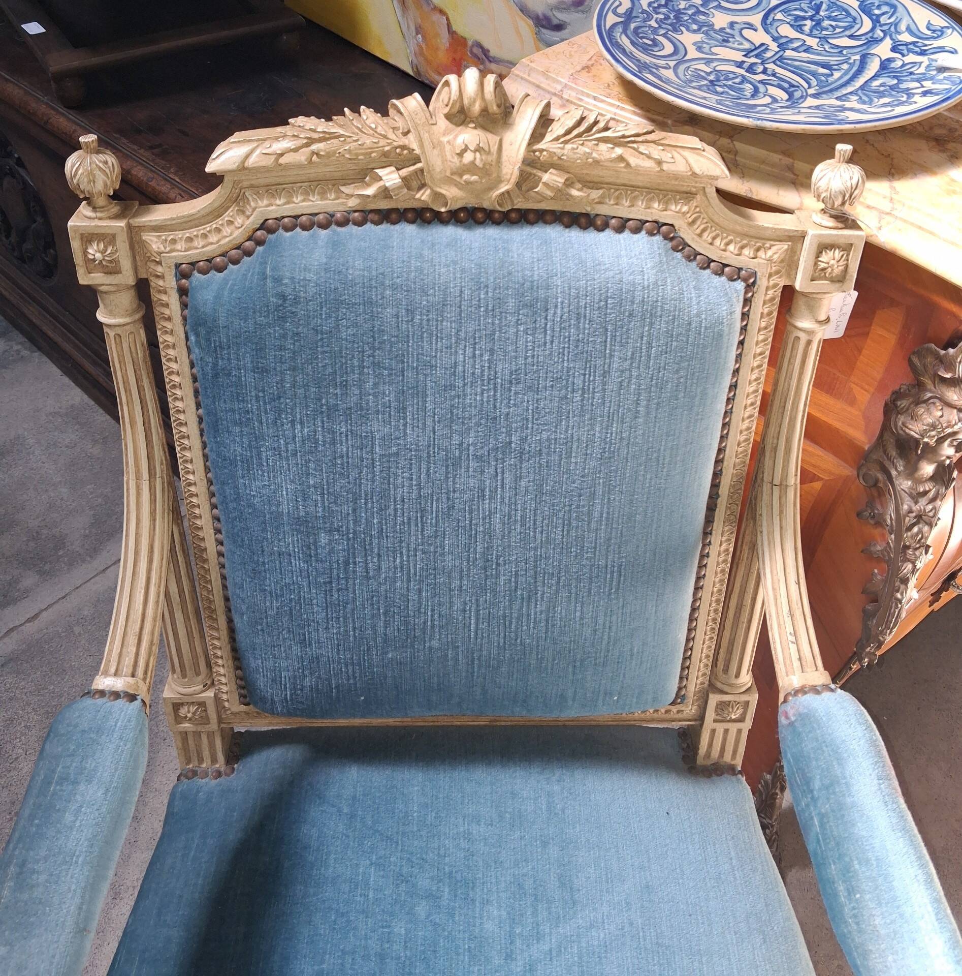 Louis XVI style armchair in lacquered wood