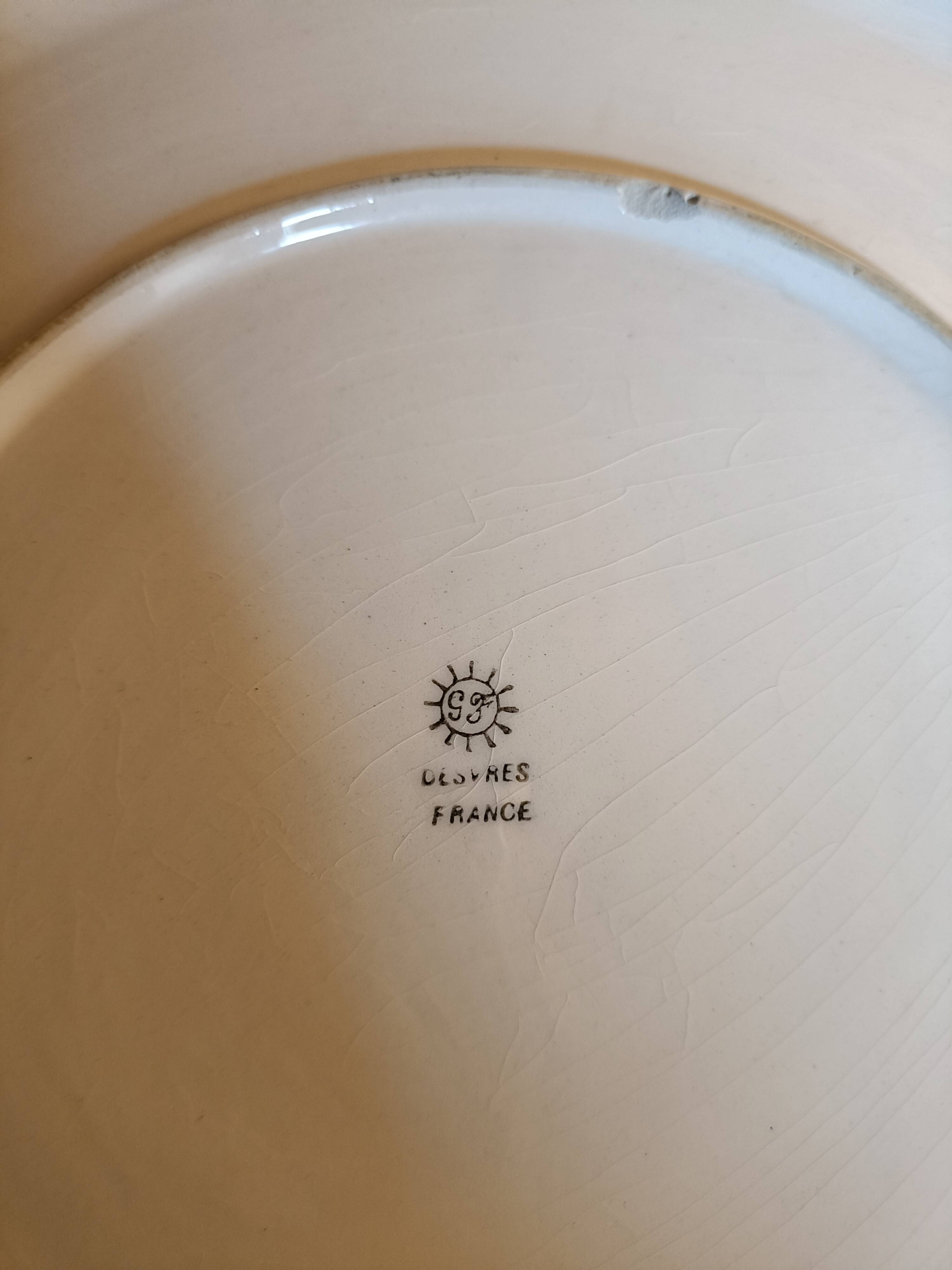 Plat à tarte faïence de Desvres, décor fait main