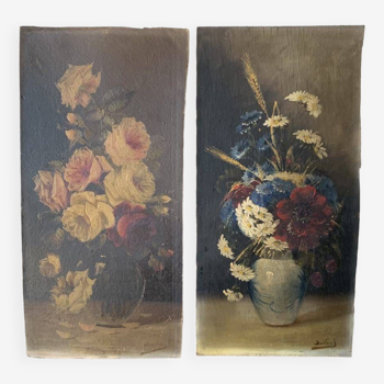 Deux peintures à l'huile sur panneaux