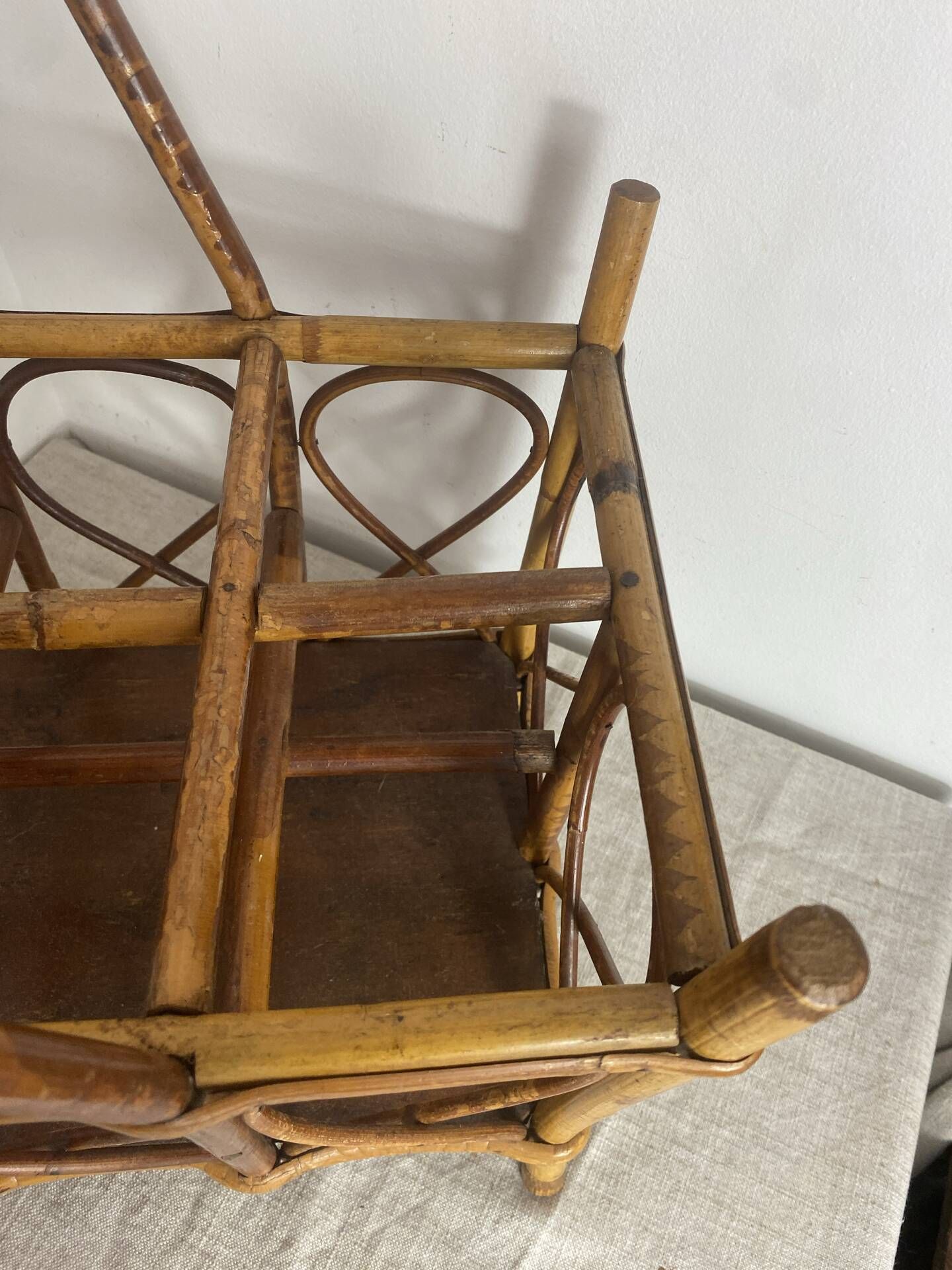 Basket, bottle holder, bamboo and rattan, 1970s