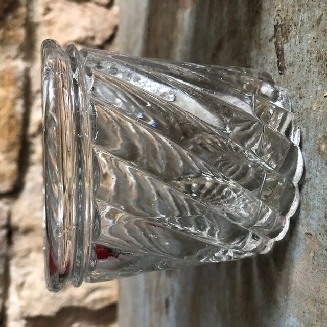 3 old bubbled glass jam jars