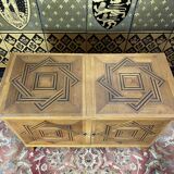 Vintage low sideboard in parqueted oak 1960