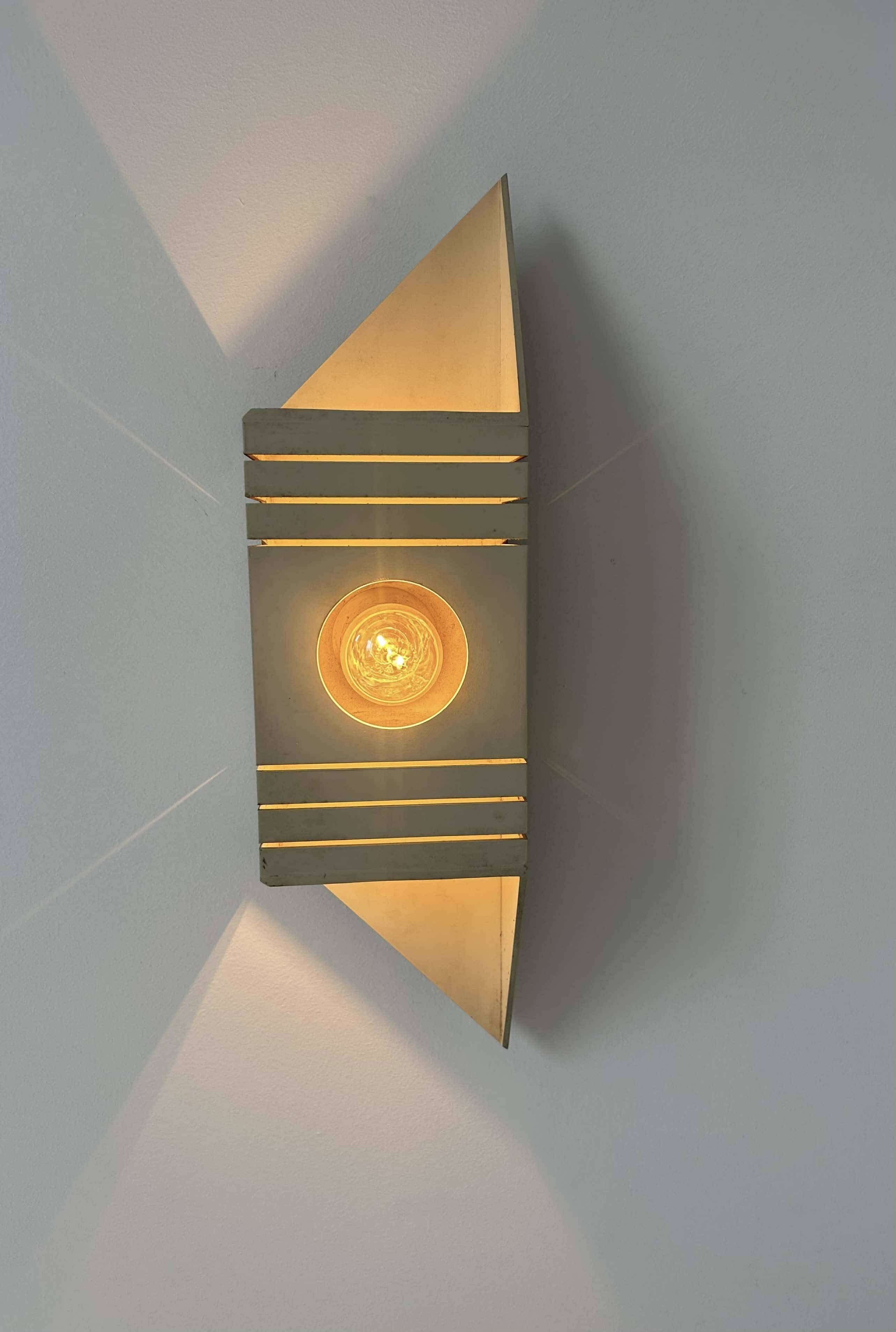 Pair of vintage wall lights, matt white lacquered metal, France 1970