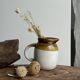 Small two-tone white and brown pitcher Made in China