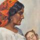 HST Beautiful maternity with sleeping child signed G. Gloria early XX °