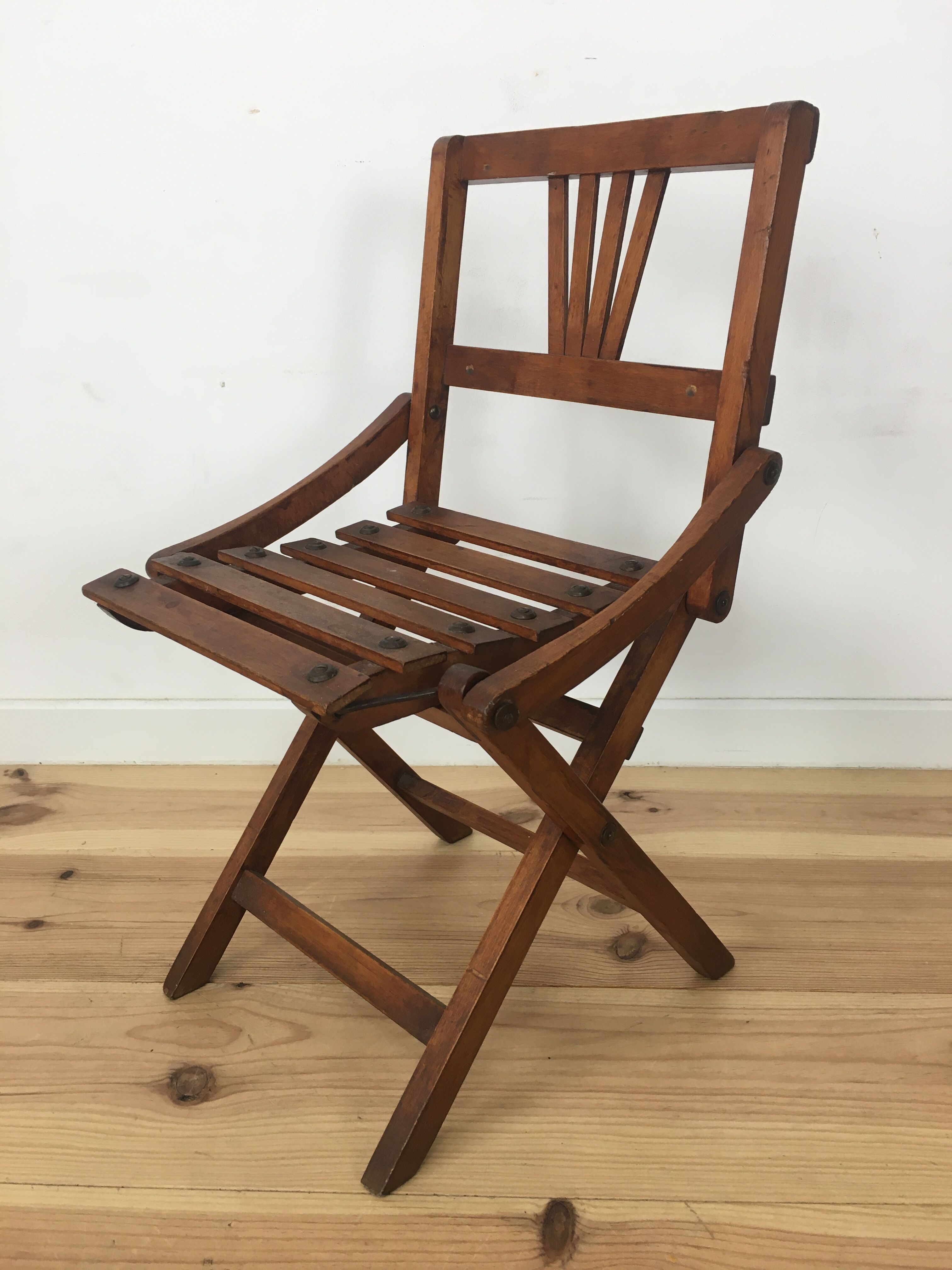 Children's folding chair in wooden slats