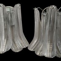 Clear striped “selle” murano glass wall sconce