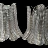 Clear striped “selle” murano glass wall sconce