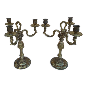 Paire de chandeliers - bronze
