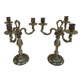 Paire de chandeliers en bronze