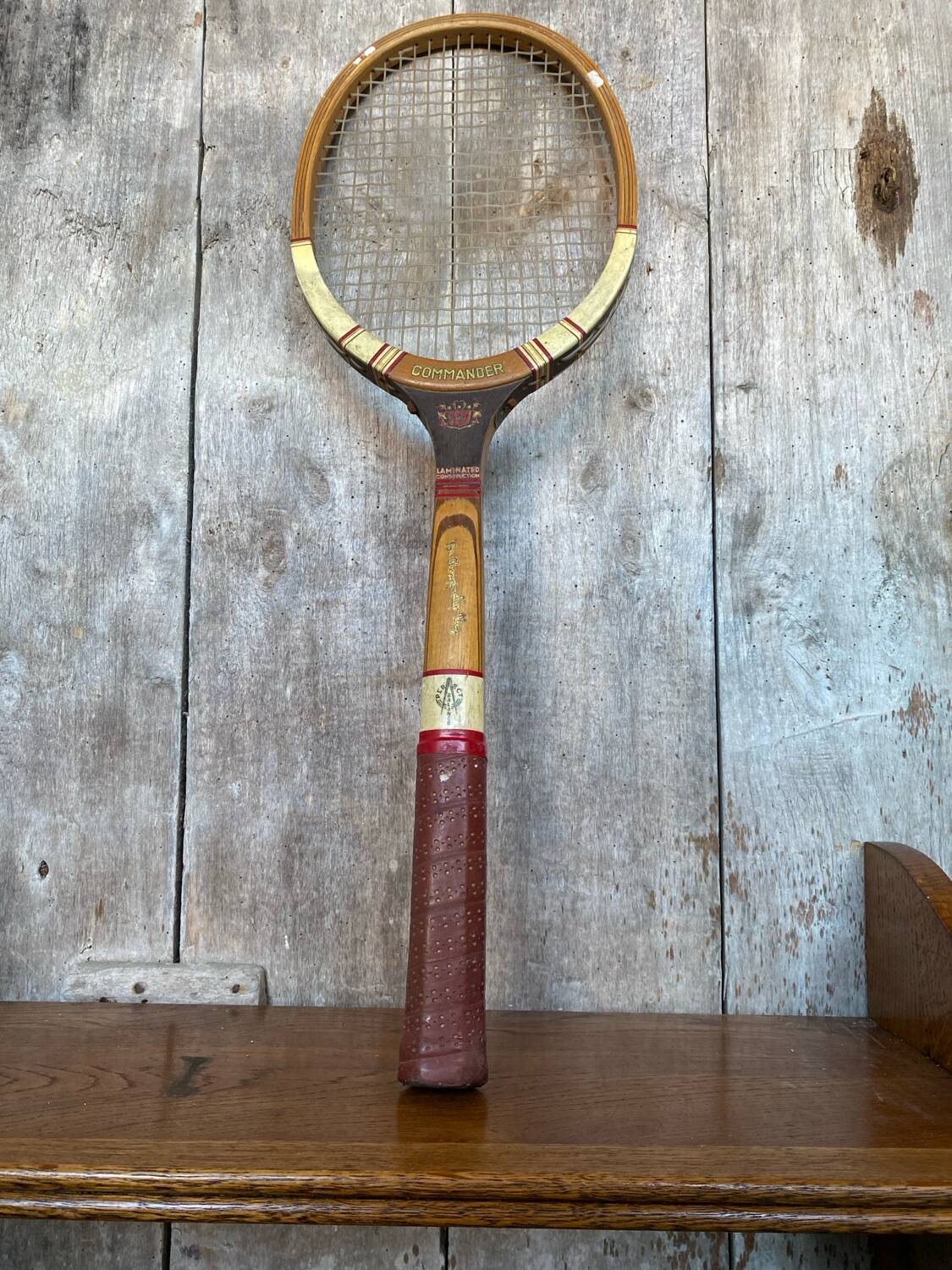 Ancienne Raquette Tennis COMMANDER Bois Sport Vintage #B765
