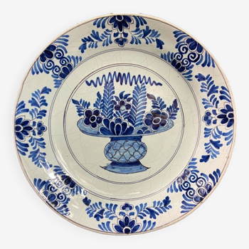 17th-18th century Delft earthenware plate signed AK Adriaen Kocx 1690-1701