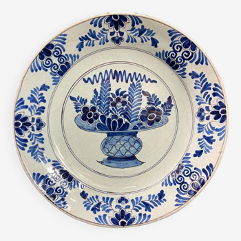 Assiette XVII-XVIIIe en faïence de Delft signée AK Adriaen Kocx 1690-1701