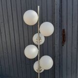 Lampadaire chrome 6 boules opalines