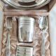 Set of timpani baptism silver metal vintage