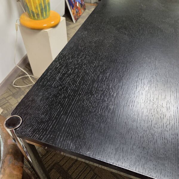 Table bureau USM Haller – plateau plaqué chêne noir