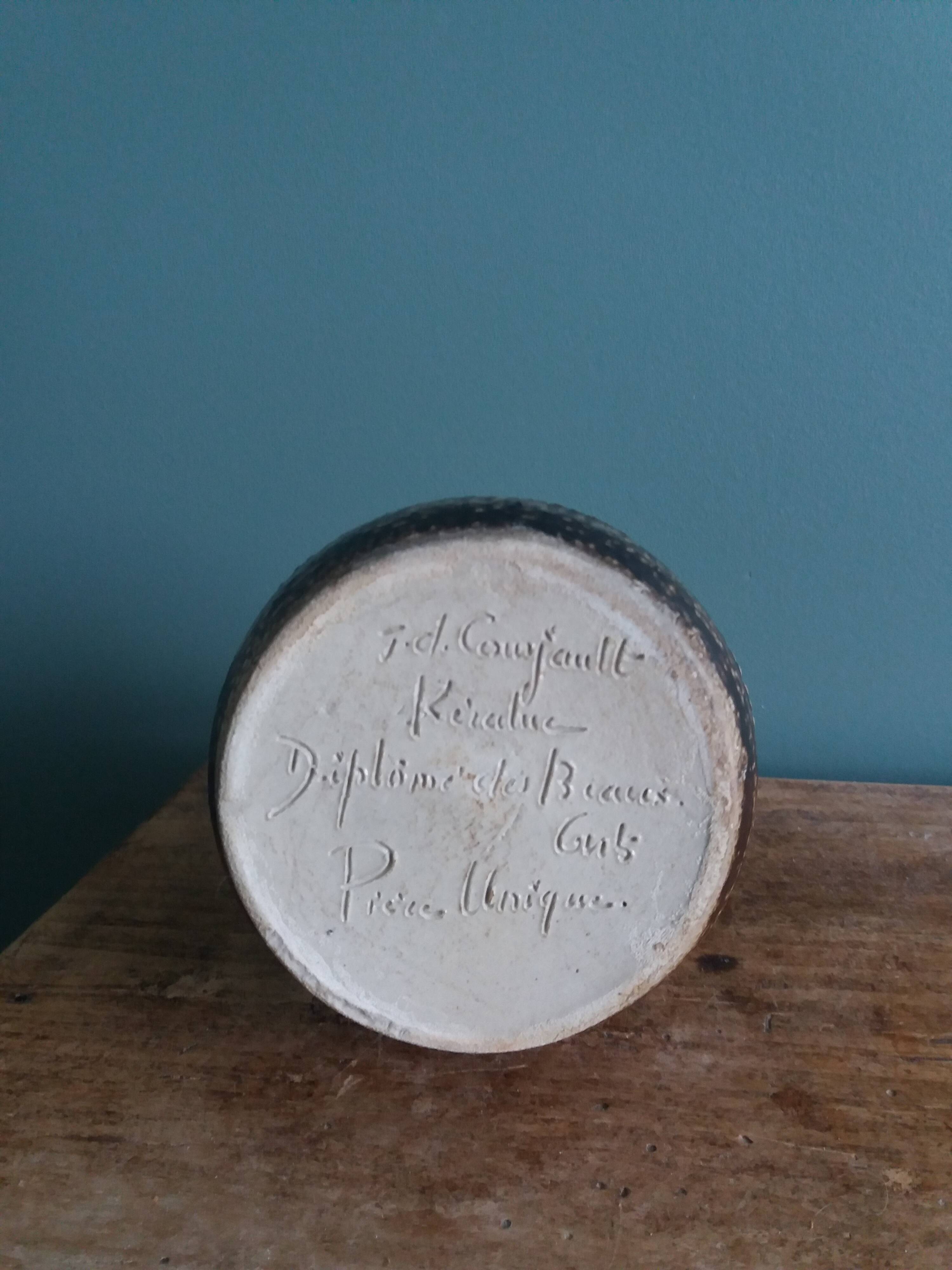 Stoneware vase signed Jean Claude Courjault Keraluc