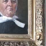 Oil on canvas - Portrait of a woman - costume and tradition - 19th century gilded wood frame