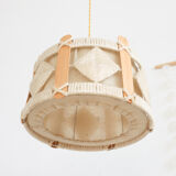 Vintage pendant lamp in wood and wool