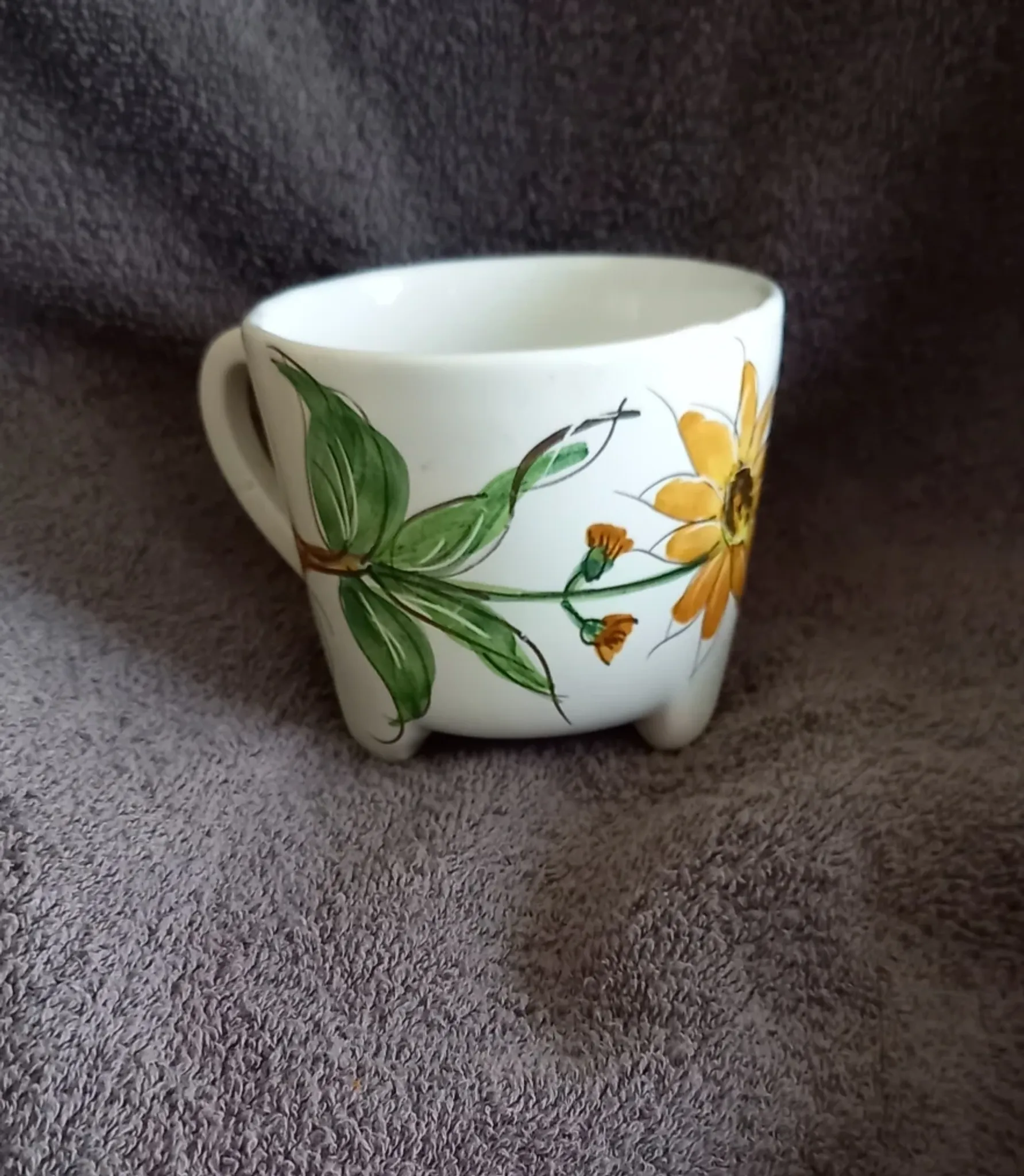 Large ceramic footed mug handcrafted in red.